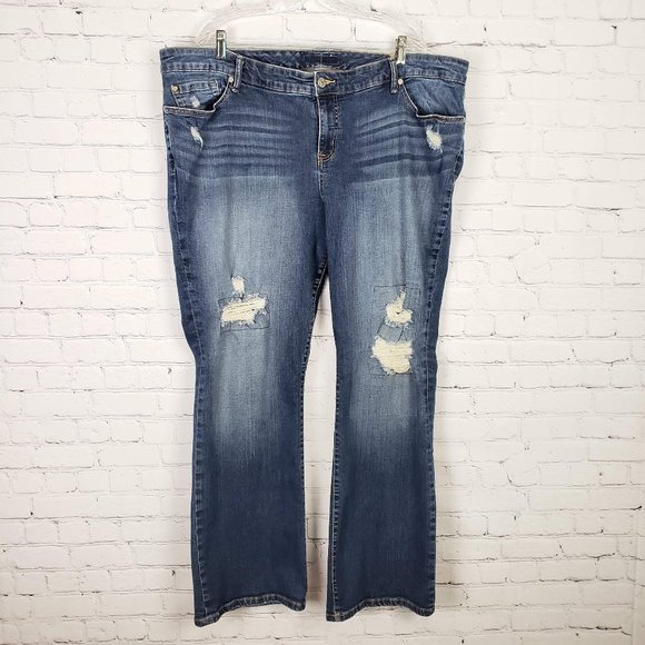 Torrid Medium Wash Distressed Bootcut Jeans 24